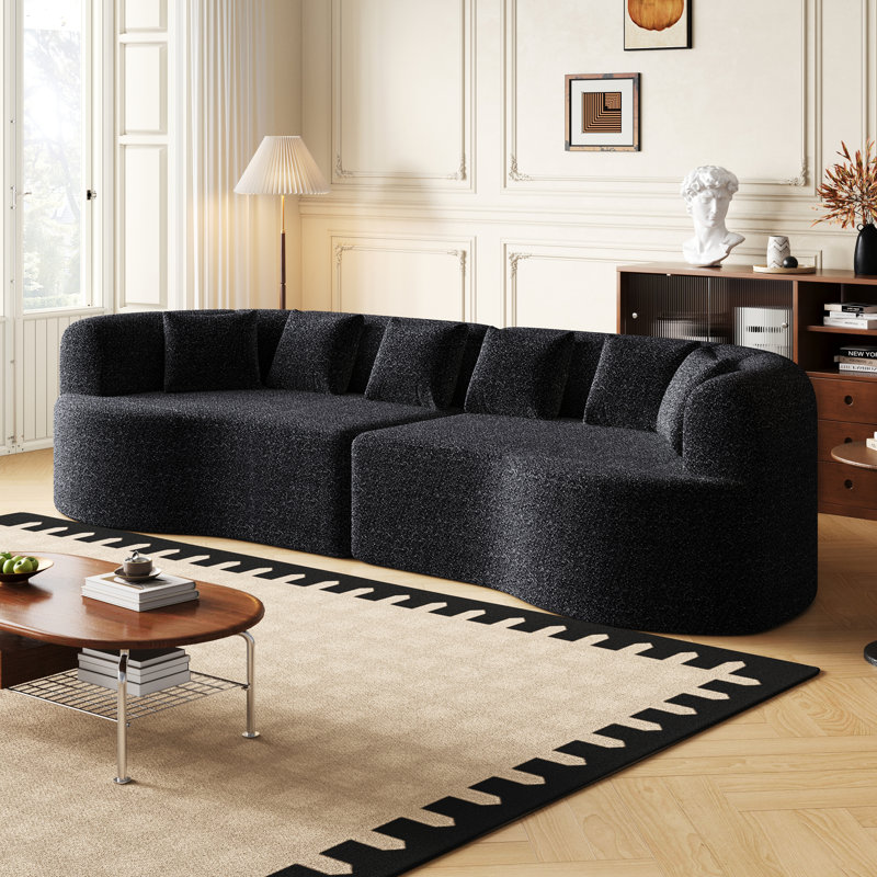 Canapé modulaire spacieux en chenille avec assise profonde, idéal pour la maison