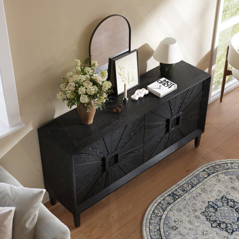 Credenza - Armoire de rangement symétrique Sunburst, Noir