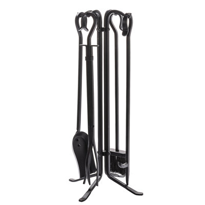 5 pc black fireset with crook handles