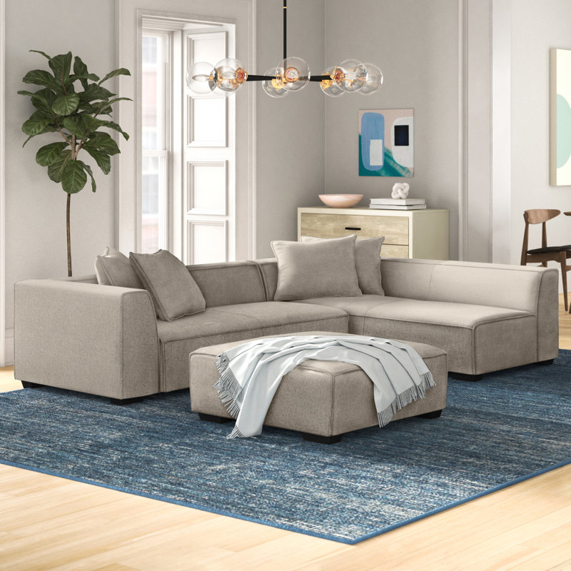 Easton Upholstered L-Shaped Sectional Right Hand Facing, Cashmere Gray Polyester
