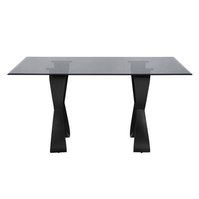 Austie Glass Top Metal Base Dining Table