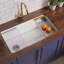 Évier de cuisine encastré en évier de cuisine l 33 po x l 19 po, évier de cuisine décalé, cuve simple encastrée blanche, installation double, 5 accessoires personnalisés inclus