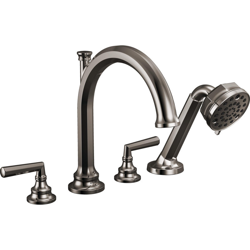 Beauclere™ Roman Tub Faucet With Handshower, Brilliance Black Onyx, Lever Handle