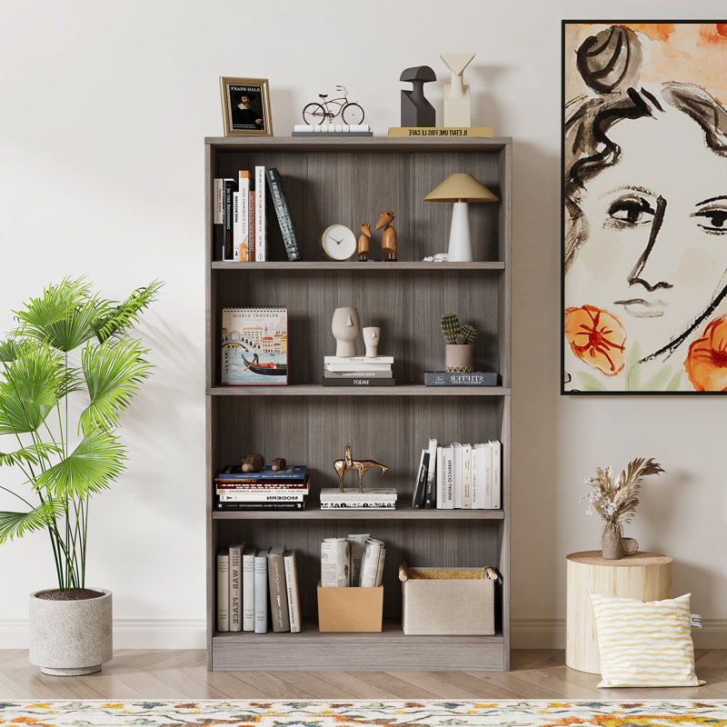 Bibliothèque standard Jalacia, Gris platine, (4 tablettes) H 55 po x l 31 po x P 11 po