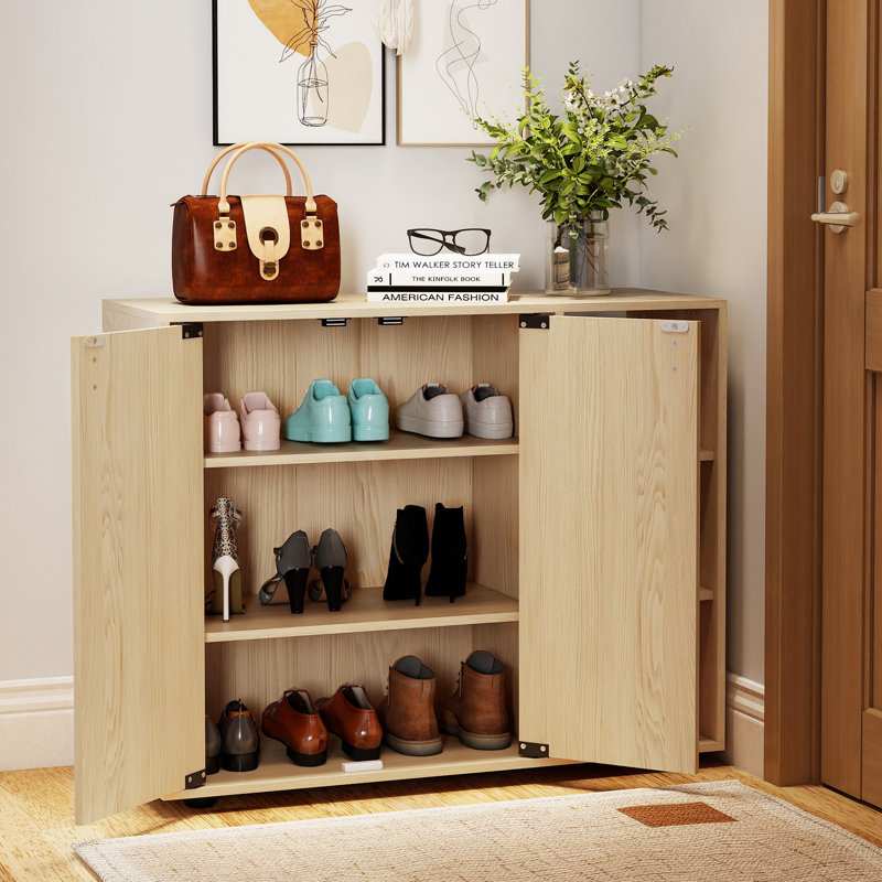 12 Pair Shoe Storage Cabinet, Natural