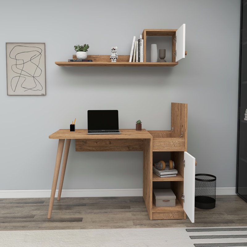 Ziva Computer Desk,  Atlantic Pine/White