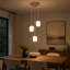 Lustre en métal 3 lumières laiton avec abat-jour en verre blanc, hauteur réglable, à intensité variable, certifié UL, base E26