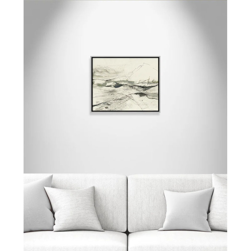" Green Sketches " by PI Studio, Pas de tapis, Encadrement argenté, H 17,5 po x l 21,5 po x P 2 po