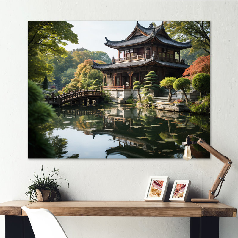 Asian Art Serene Pagoda I, reproduction d'art sur toile, H 30 po x l 40 po x P 1,5 po, Toile tendue