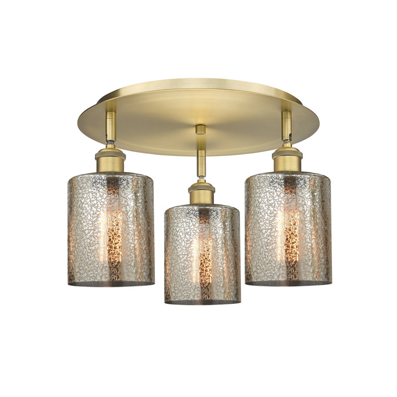 Dublin Glass Semi Flush Mount, Mercury, Brushed Brass
