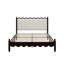 Base de lit plateforme en bois massif de style rétro Ines avec tête de lit tapissier en cuir végétalien-991268221-991268220