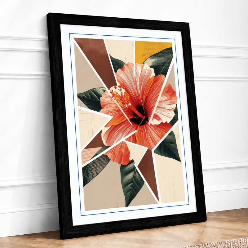 Hibiscus in Bloom Botanical - Framed Print, A3 - 42.0 x 29.7 cm, Black