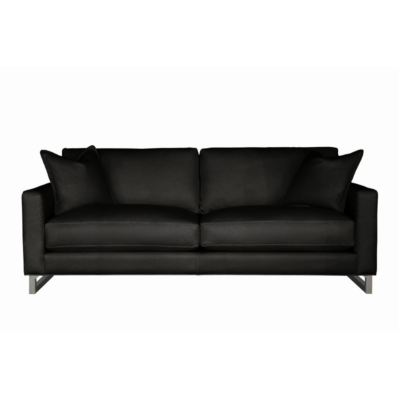 Magdalena Leather Sofa, Blue Moon (Cartier), Stainless Steel