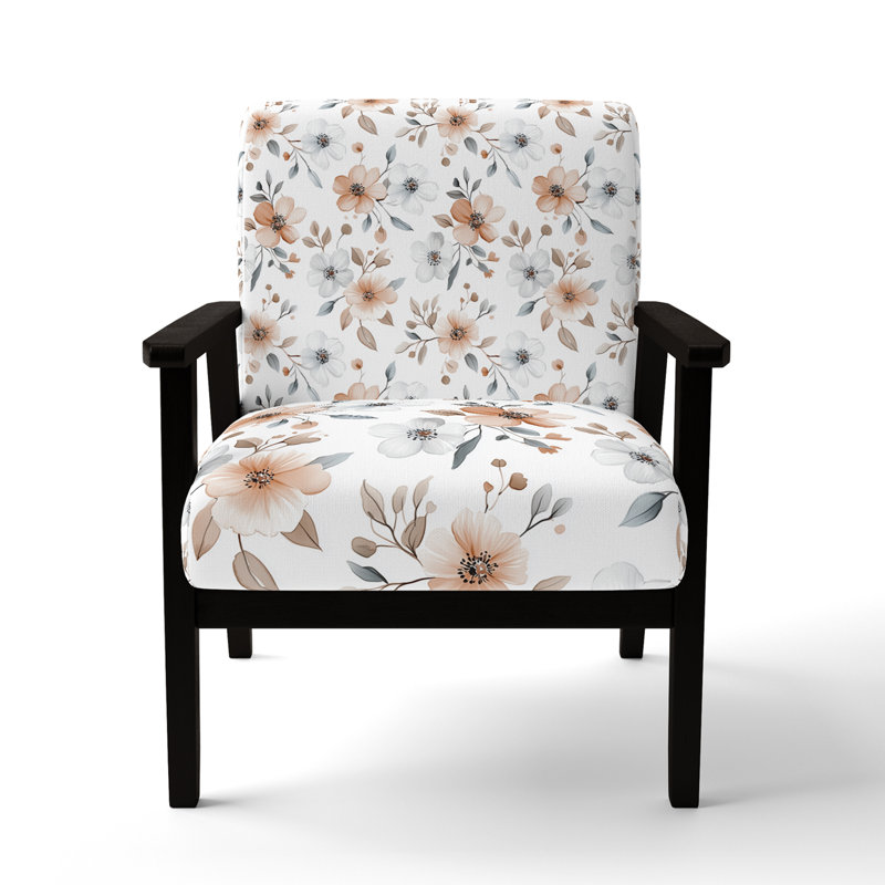 Chaise d'appoint Floral - fauteuil Nomadic Bloom Brown, Accoudoirs carrés noirs