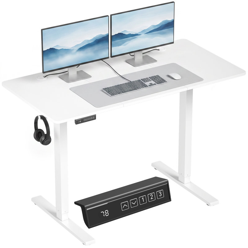 Steel Standing Desk, 118 cm H x 120 cm W x 60 cm D, White