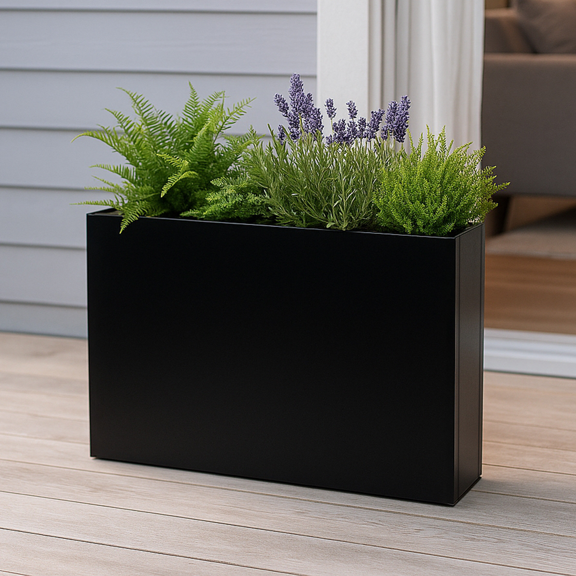 Kozyard 40”Lx12”Wx30”H Metal Planter Tall Rectangular Planter Durable ...