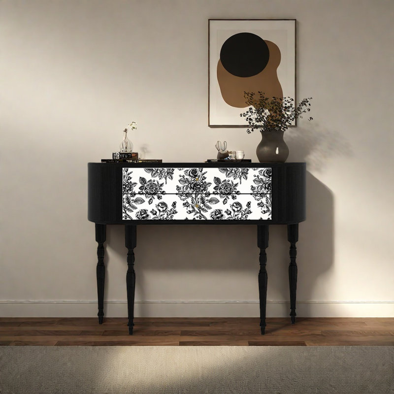 Console rétro élégante avec 2 tiroirs, H 35,43 po x l 47,24 po x P 11,81 po