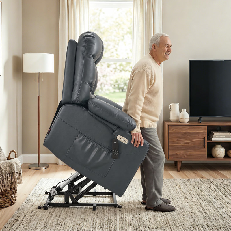 Fauteuil inclinable électrique avec repose-pieds allongé Latise, Polyester 100 % gris foncé