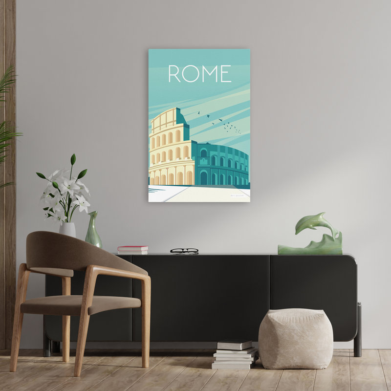 Rome - Rome Adventure Publicité Art turquoise, H 36 po x l 24 po