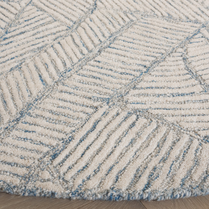 Ebony Hand Tufted Wool Pile Floral Rug, Round 6'