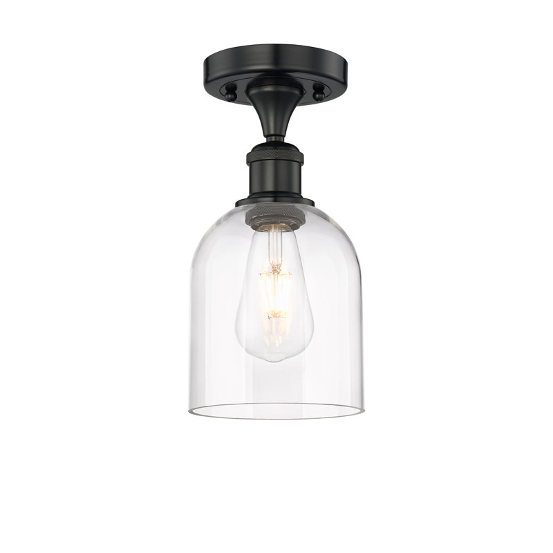 Edison - Allysson - 1 Light 6" Semi-Flush Mount - Seedy Shade, Clear, Matte Black