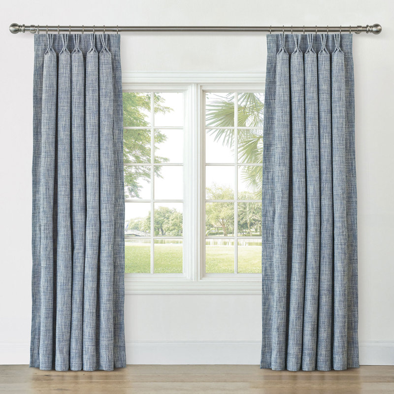 Cavill Textured Curtain Panel In Wheat, 20" W x 108" L, Blue
