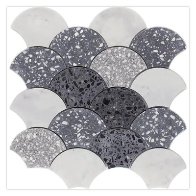 Carrelage écaille de poisson en marbre 12 x 12 Stellare Terrazzo (paquet de 5 pieds carrés) - paquet de 5