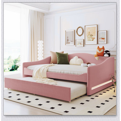 Upholstered Daybed With Light And Trundle