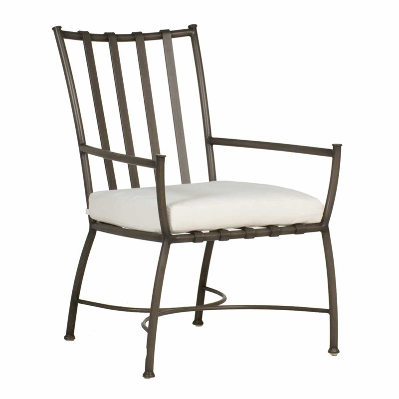 Majorca Patio Dining Armchair with Cushions, Welt, Snow Sunbrella® Linen