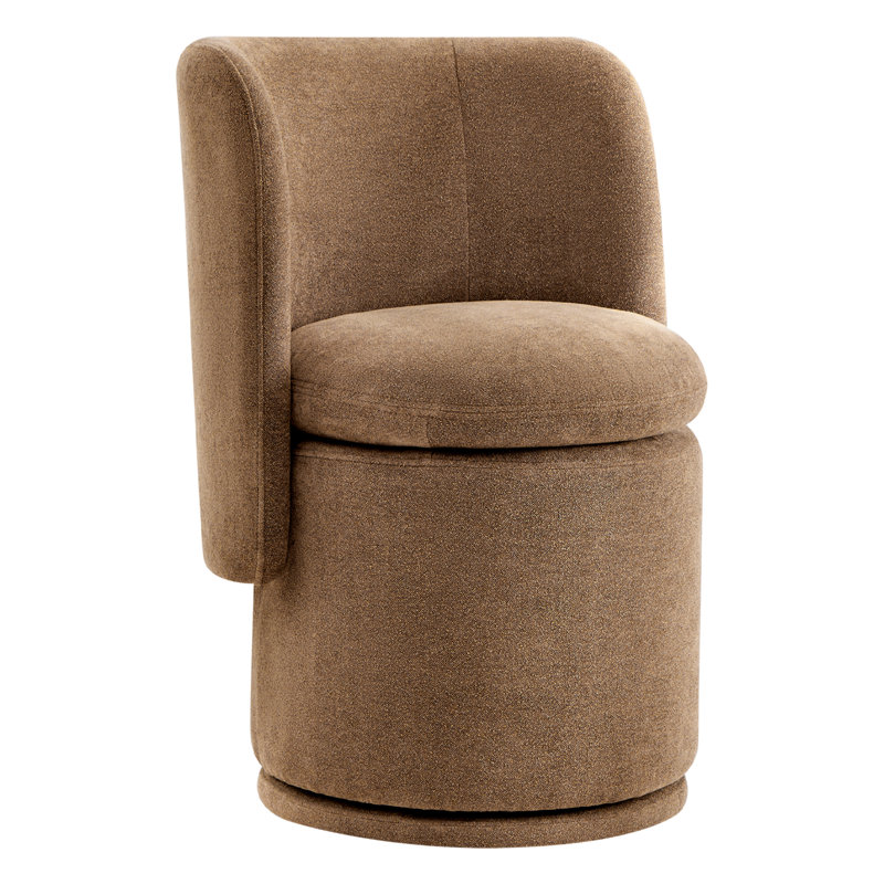 Fauteuil demi-tonneau pivotant Adrielle, Lin Élite Camel