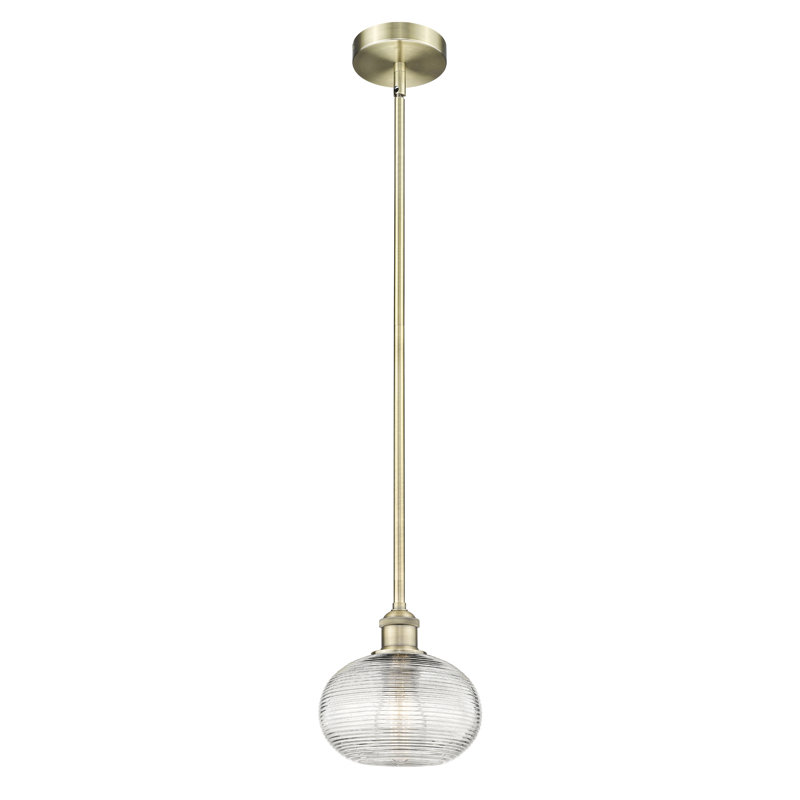 Luminaire suspendu 1 tige Edison Adamariz-616-G555, H 7,75 po x l 8 po x P 8 po, Laiton antique
