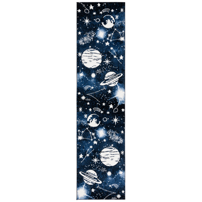 Highfill Dark Blue/Light Blue Area Rug, Runner 2'3" x 12'