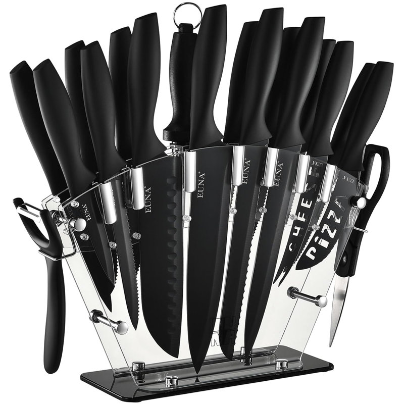 Ensemble de 19 couteaux de cuisine, acier inoxydable, antirouille