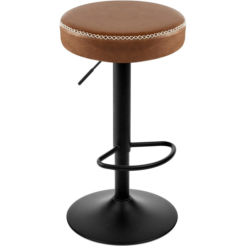 Biornulf Swivel Upholstered Adjustable Height Counter Stool with Metal Frame, Brown