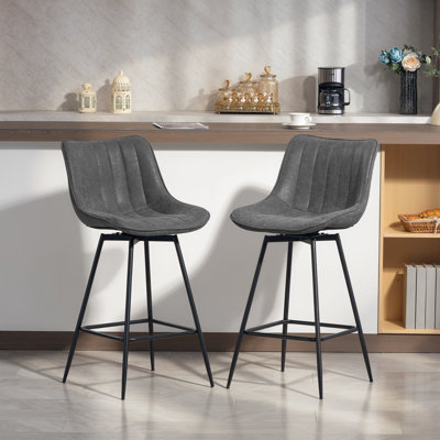 Upholstered Counter Stool with Metal Frame
