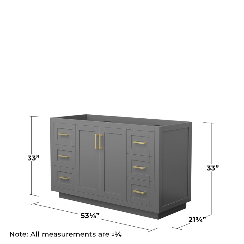 Base de meuble-lavabo simple autoportante de 53,25 po Miranda seulement, Gris foncé / or brossé