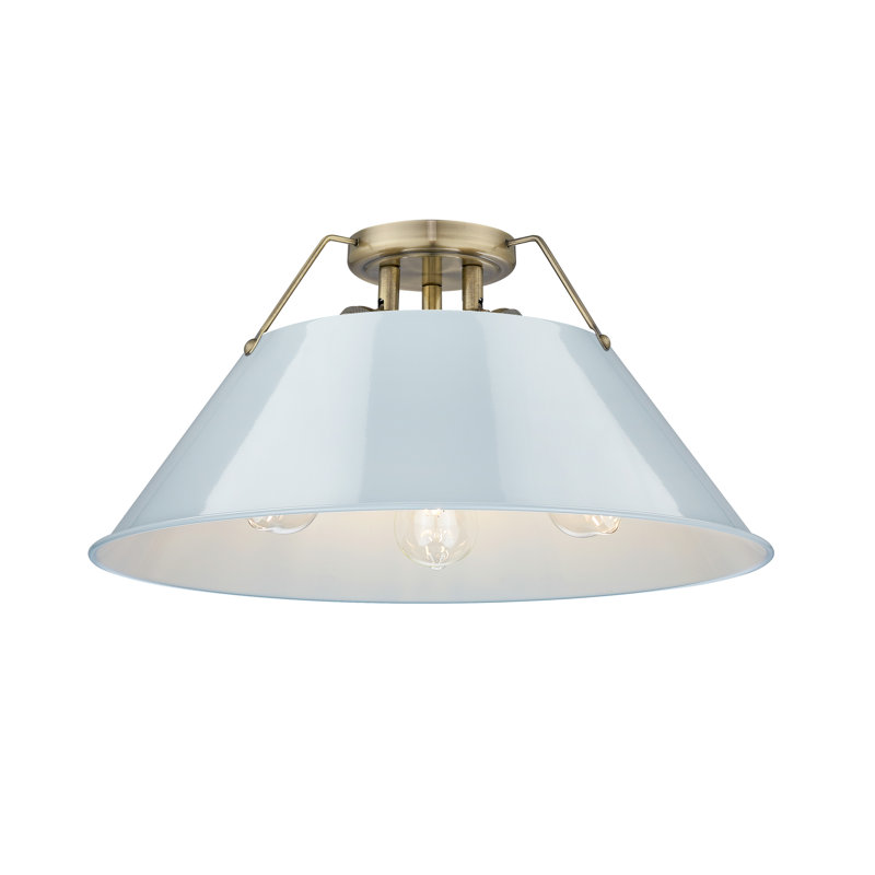 Weatherford Flush Mount, Aged Brass, Dusky Blue
