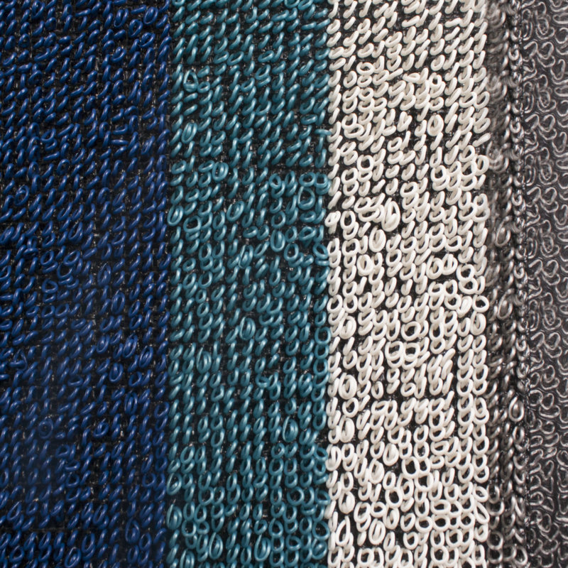 Non-Slip Striped Doormat, Blue