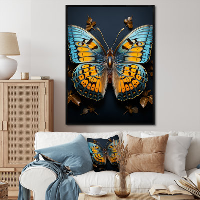 «Torrel Teal Yellow Butterfly Animal», reproduction sur toile