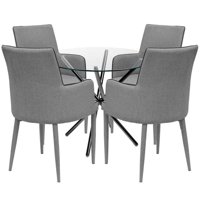 4 - Person Dining Set, Grey, Black