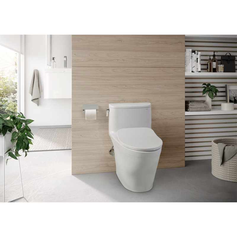 Toilette allongée une pièce à hauteur universelle 1,28 GPF TOTO® Nexus® avec siège CEFIONTECT et SS234 SoftClose, prêt pour WASHLET +, coton blanc