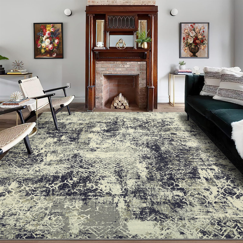 Modern Abstract Aesthetics Area Rug Machine Washable Lightweight Living Room Rug Low Pile Non Slip Stain Resistant Bedroom Carpet Soft Bedside Runner Rug Indoor Decor Floor Mat