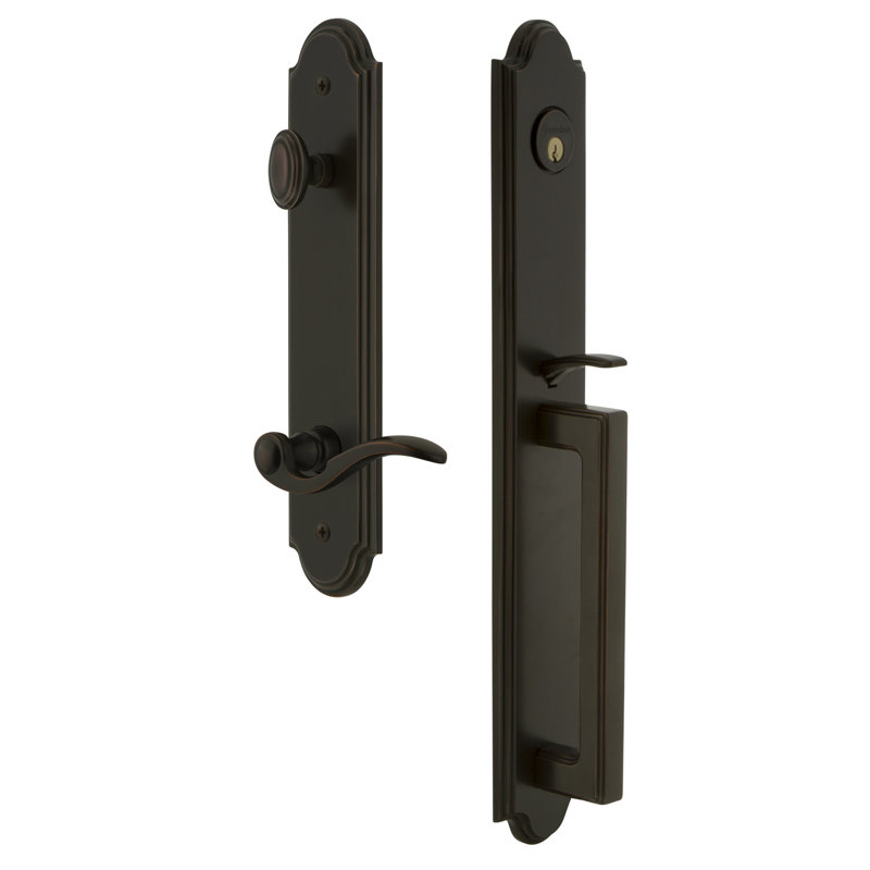 Complete Inactive Arc Dummy Handleset with Bellagio Lever and Rosette, Right, Timeless Bronze