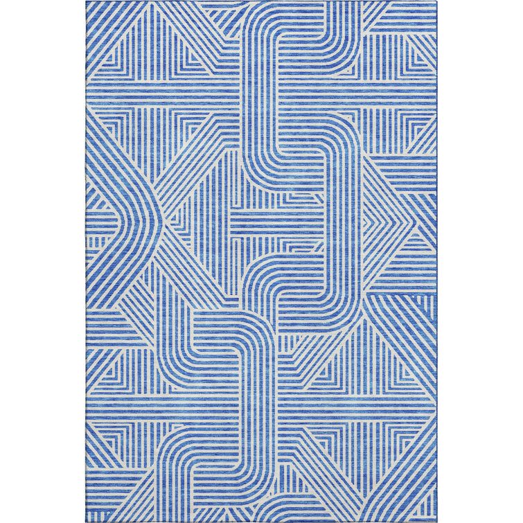 Premium Machine Washable Prisco Blue Rug