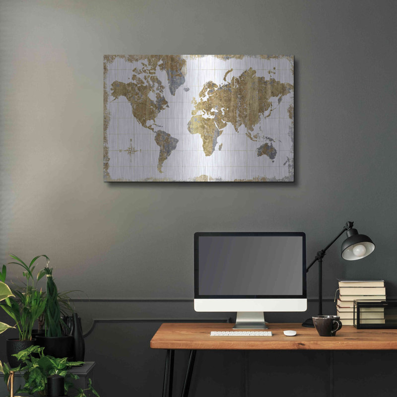 «Gilded Map» par Wild Apple Portfolio, H 24 po x l 36 po