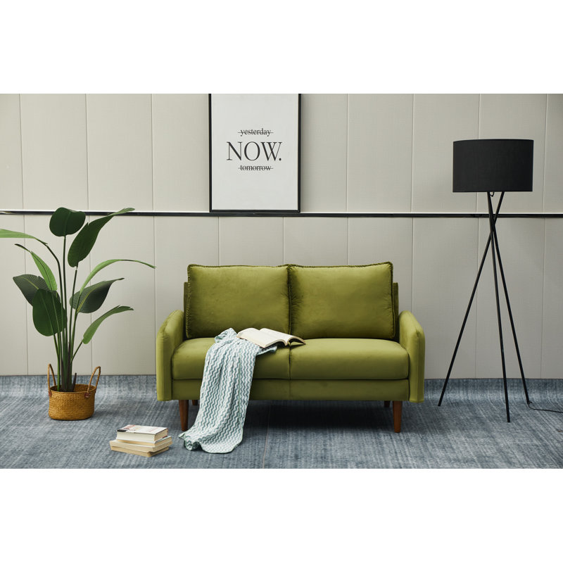 Emteas 57.3'' Velvet Loveseat, Army Green Velvet