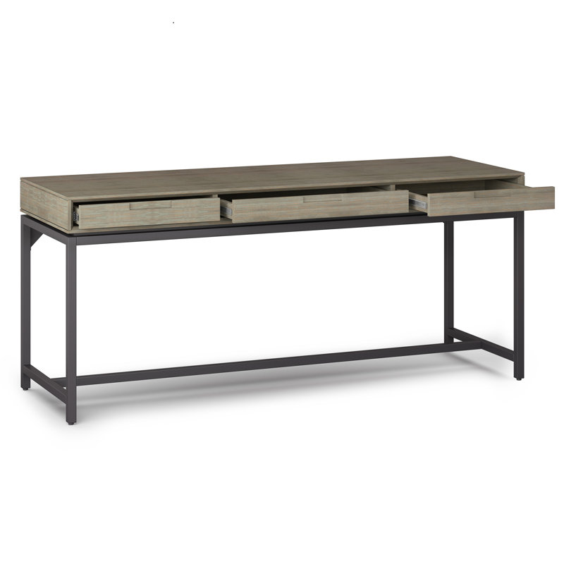 Bureau Lars Mid Century, H 31,50 po x l 72 po x P 24 po, Gris patiné / noir