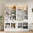 Tall Bookshelf With LED Lighting, Modern Bookcase With 2 Glass Doors And 1 Drawer,Storage Bookcase With Open Shelves For Living Room,Home Office-905282973-879240929