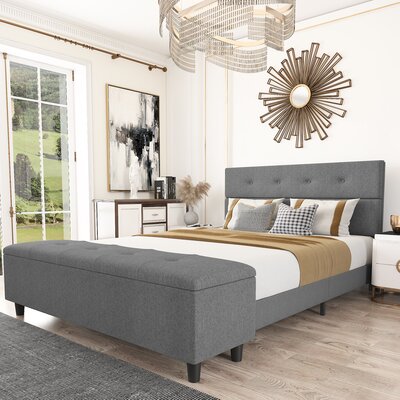 Lynell Queen Tufted Upholstered Low Profile Storage Bed -  Corrigan Studio®, 19286BD5CE09489E9756994094FCC260