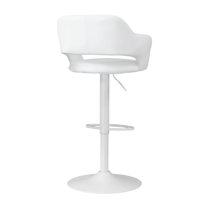 Tabouret de bar pivotant réglable, métal blanc, aspect cuir contemporain, hauteur de bar | Idée de cadeau